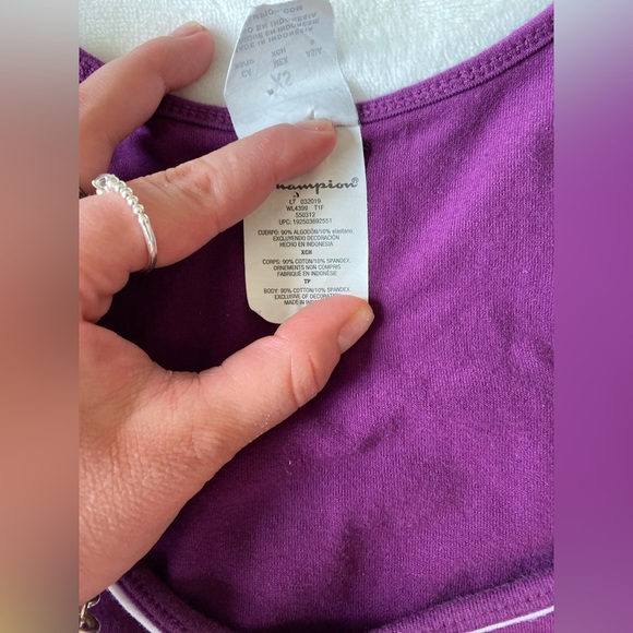 Women’s champion purple biker shorts & crop tank top set - Picture 6 of 16